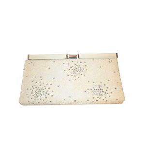 Kate Landry Ivory Lace, Satin & Rhinestone Push Lock Evening Clutch 8.5"X4.5"X1"